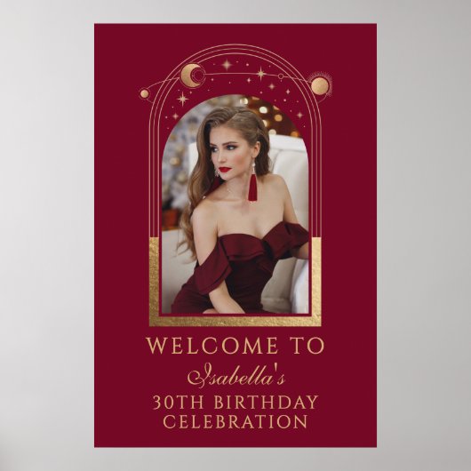 Hemels Rood Goud 30e Verjaardag Welkom Poster (Voorkant)