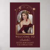 Hemels Rood Goud 30e Verjaardag Welkom Poster (Voorkant)