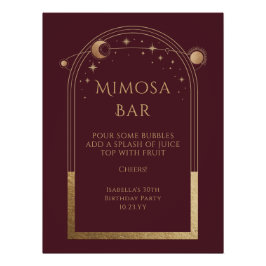 Hemels Rood Goud Mimosa Bar Sun Moon Stars Perfect Poster