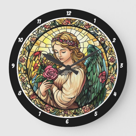 Hemels Roos Serenade Glas in lood Angel Grote Klok (Voorkant)