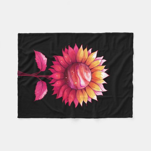 Hemels Roos-zwart Fleece Deken (Voorkant (Horizontaal))