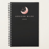 Hemels Roze Goud Halve Maan Sterren Logo Planner (Voorkant)