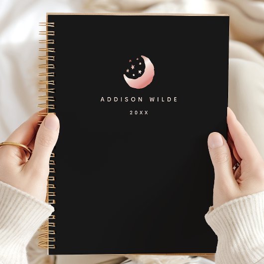 Hemels Roze Goud Halve Maan Sterren Logo Planner
