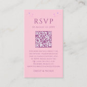 Hemels Roze Paarse Budget QR Code RSVP Foto Informatiekaartje (Voorkant)
