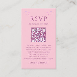 Hemels Roze Paarse Budget QR Code RSVP Foto Informatiekaartje
