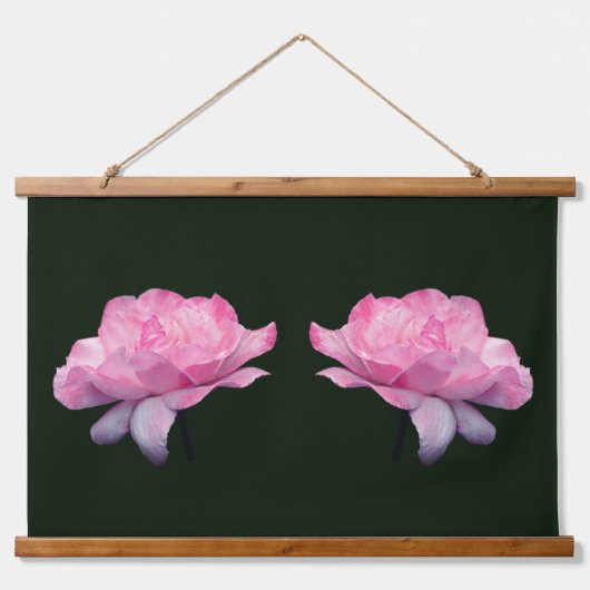Hemels Roze Roos Bloem Tweeling Hangend Wandkleed (Voorkant)