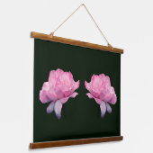 Hemels Roze Roos Bloem Tweeling Hangend Wandkleed (Gebogen)