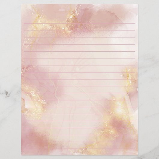 Hemels Roze Waterverf briefpapier (Achterkant)