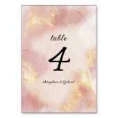 Hemels Roze Waterverf Trouwtafel Nummer Kaart (Voorkant)