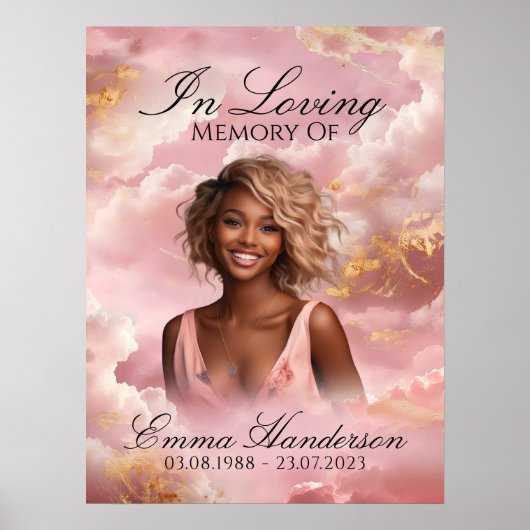 Hemels Roze Wolken Memorial Welkomstbord Poster (Voorkant)