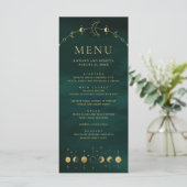 Hemels smaragd gouden halve maanfaase trouw menu (Staand voorkant)