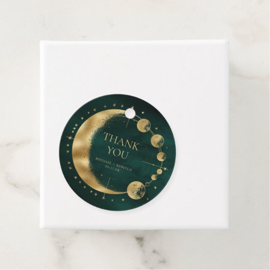Hemels Smaragd Gouden Maan Bruiloft Dank Je Bedankjes Labels (In situ)