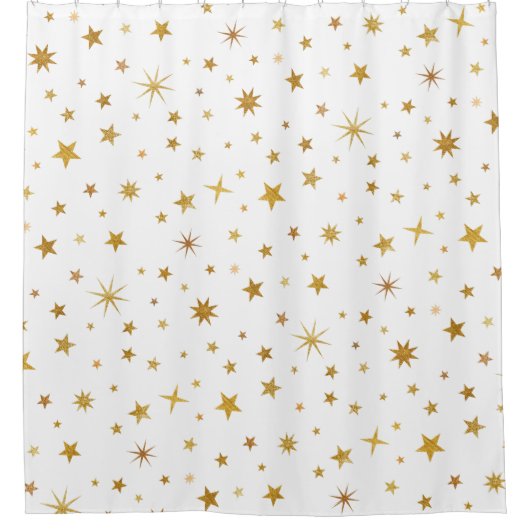 Hemels Sterrenpatroon Modern Wit & Gouden Fee Douchegordijn (Voorkant)