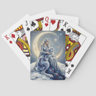 Hemels Sterrenstelsel Haas Maan Godin Fantasy Kuns Pokerkaarten