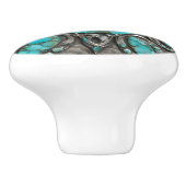 Hemels Turquoise Kunst met Tin Keramische Knop (Zijkant)