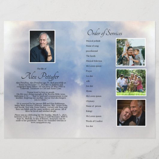 Hemels Uitvaartprogramma Sjabloon (Achterkant)