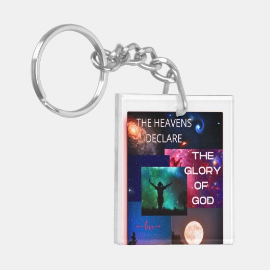 "Hemels verklaar de glorie van God" Vierkante Sleu Sleutelhanger (Voorkant Links)