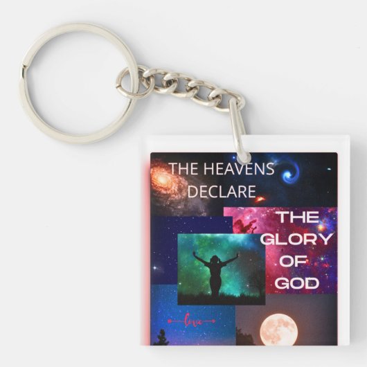 "Hemels verklaar de glorie van God" Vierkante Sleu Sleutelhanger (Voorkant)