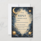 Hemels Vintage Kosmisch RSVP Kaartje (Voorkant)