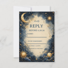 Hemels Vintage Kosmisch RSVP Kaartje
