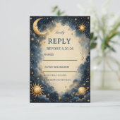 Hemels Vintage Kosmisch RSVP Kaartje (Staand voorkant)