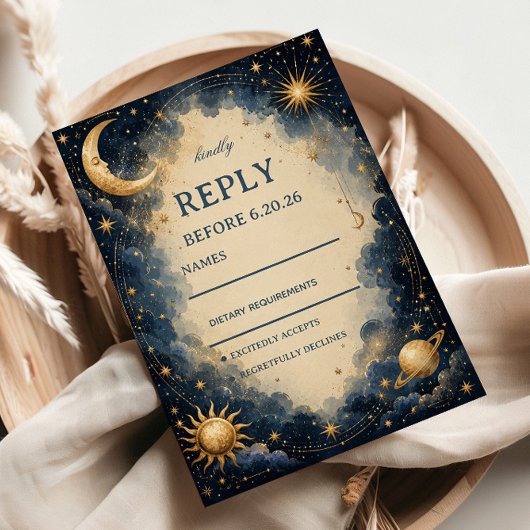 Hemels Vintage Kosmisch RSVP Kaartje