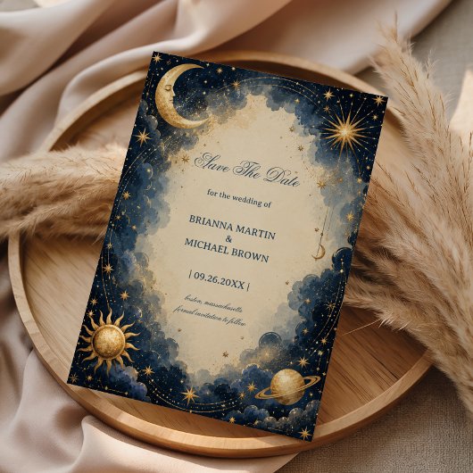 Hemels Vintage Romantisch Kosmisch Save The Date