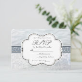 Hemels Witte Ruffles & Kant Elegante RSVP-kaart RSVP Kaartje (Staand voorkant)