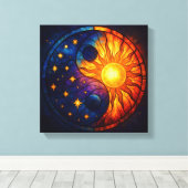 Hemels Yin Yang Glas-in-Lood Kunst Canvas Afdruk (Insitu (Houten vloer))