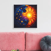 Hemels Yin Yang Glas-in-Lood Kunst Canvas Afdruk (Insitu (Woonkamer))