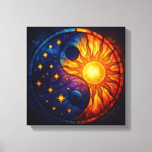 Hemels Yin Yang Glas-in-Lood Kunst Canvas Afdruk
