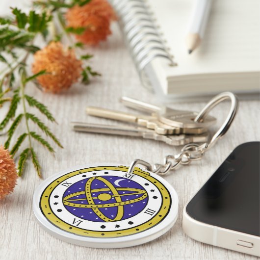 Hemels zakhorloge Vectorafbeelding met Goud Sleutelhanger (Voorkant Rechts)
