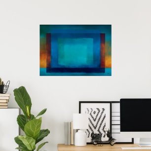 Hemels Zen Azuur Stilte Blauw Kleurveld Poster