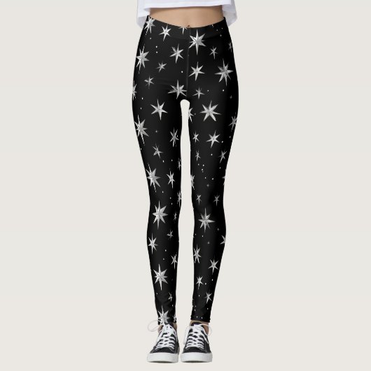 Hemels Zilveren Sterrenpatroon Leggings (Voorkant)