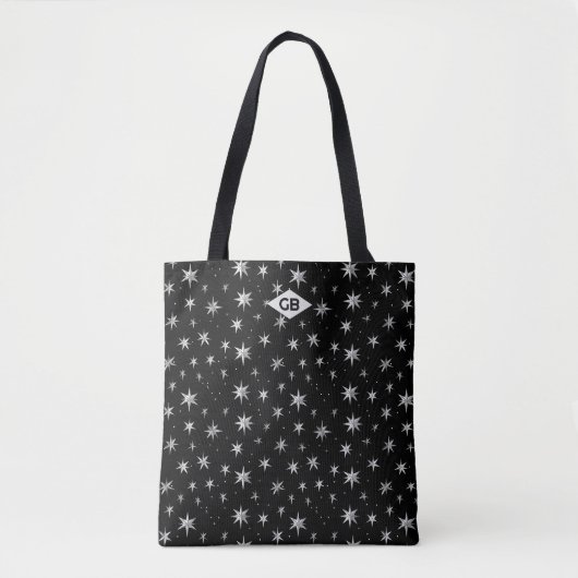 Hemels Zilveren Sterrenpatroon Tote Bag (Voorkant)