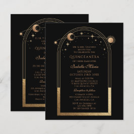 Hemels Zwart Goud Tweetalig Spaans Quinceañera