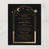 Hemels Zwart Goud Tweetalig Spaans Quinceañera Flyer (Achterkant)