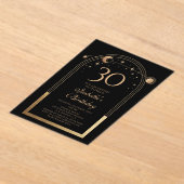 Hemels Zwart Gouden Zon Maan Sterren 30e Verjaarda Acryl Uitnodigingen (Laagn)