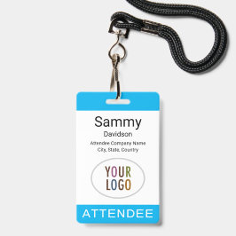 Hemelsblauw Attendees Badge Logo Sleutelkoord Clip