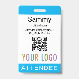 Hemelsblauw Bezoekersbadge Evenement Gast QR-code  Badge