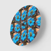 Hemelsblauw Bloemen Patroon Ronde Klok (Hoek)