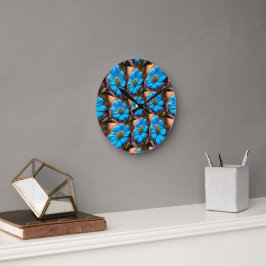 Hemelsblauw Bloemen Patroon Ronde Klok