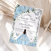 Hemelsblauw Bloemen Prinses Gown Sweet 16 QUINCEAÑ Save The Date