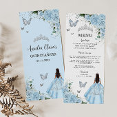 Hemelsblauw Bloemen Prinses Jurk Quinceañera Menu