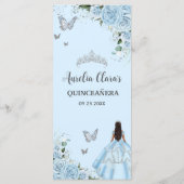 Hemelsblauw Bloemen Prinses Jurk Quinceañera Menu (Achterkant)