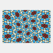 Hemelsblauw bloempatroon inpakpapier vel (Voorkant)