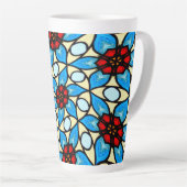 Hemelsblauw bloempatroon latte mok (Rechterhoek)