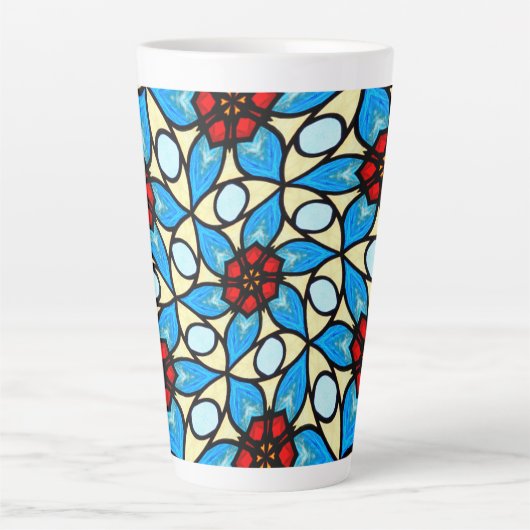 Hemelsblauw bloempatroon latte mok (Voorkant)