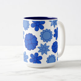 Hemelsblauw bloempatroon tweekleurige koffiemok