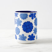 Hemelsblauw bloempatroon tweekleurige koffiemok (Center)